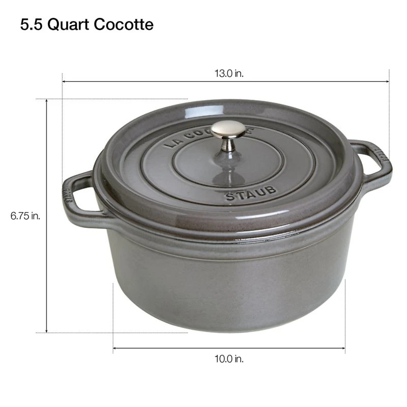 Staub 5.5-Qt Graphite Grey Cocotte