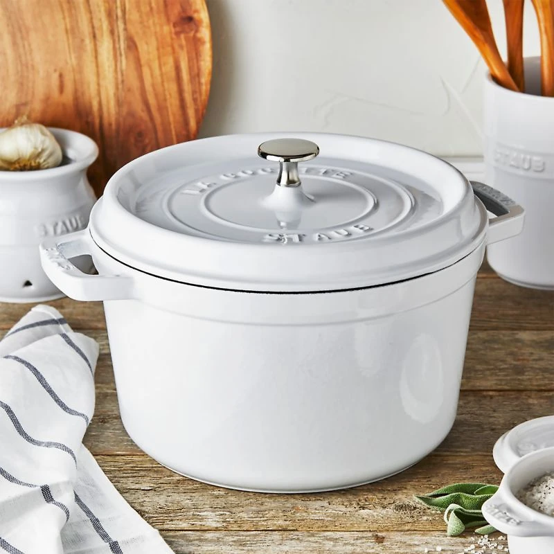 Staub 5-Qt. White Tall Round Cocotte