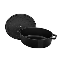 Staub 6.25-Qt. Matte Black Enameled Cast Iron Shallow Oval Dutch Oven