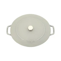 Staub 6.25-Qt. White Truffle Enameled Cast Iron Shallow Oval Dutch Oven