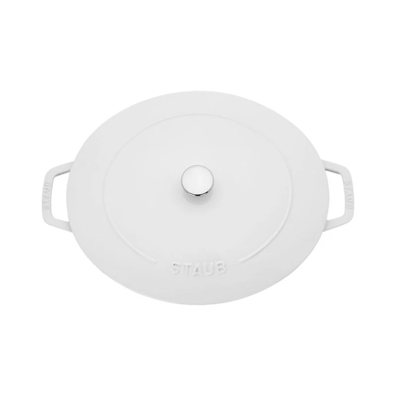 Staub 6.25-Qt. White Enameled Cast Iron Shallow Oval Dutch Oven