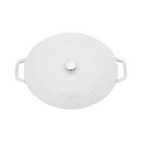 Staub 6.25-Qt. White Enameled Cast Iron Shallow Oval Dutch Oven