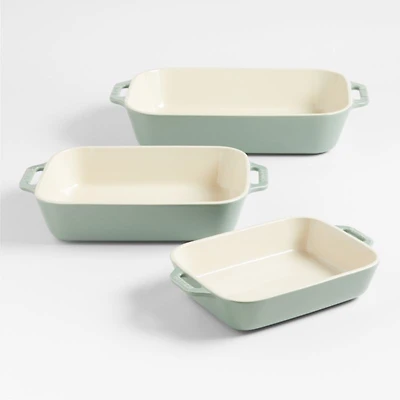 Staub ® -Piece Eucalyptus Green Ceramic Baking Dish Set