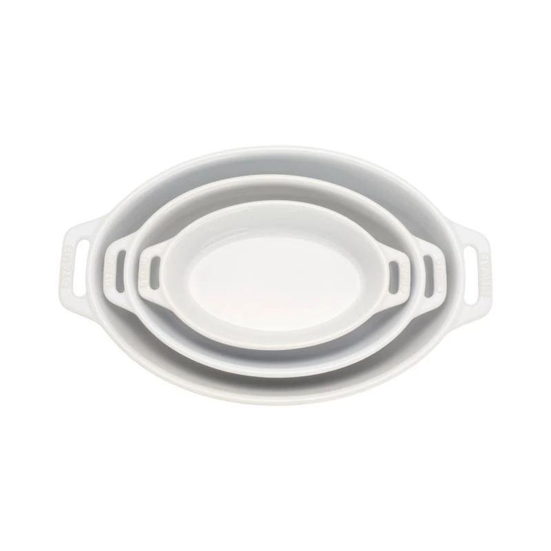 Staub White Oval Bakers, Set of 3