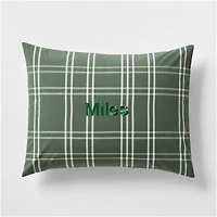 Stax Pine Green Organic Yarn-Dyed Organic Cotton Kids Pillow Sham