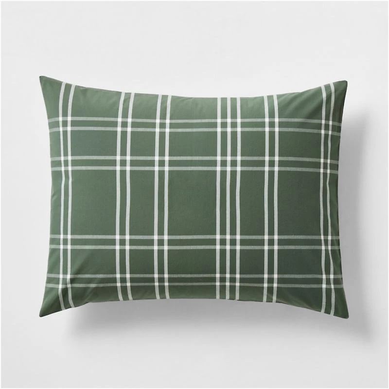 Stax Pine Green Organic Yarn-Dyed Organic Cotton Kids Pillow Sham