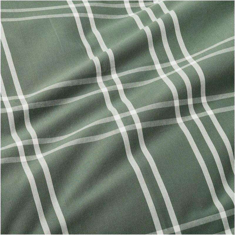 Stax Pine Green Organic Yarn-Dyed Organic Cotton Kids Twin Duvet Cover