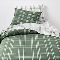 Stax Pine Green Organic Yarn-Dyed Organic Cotton Kids Twin Duvet Cover