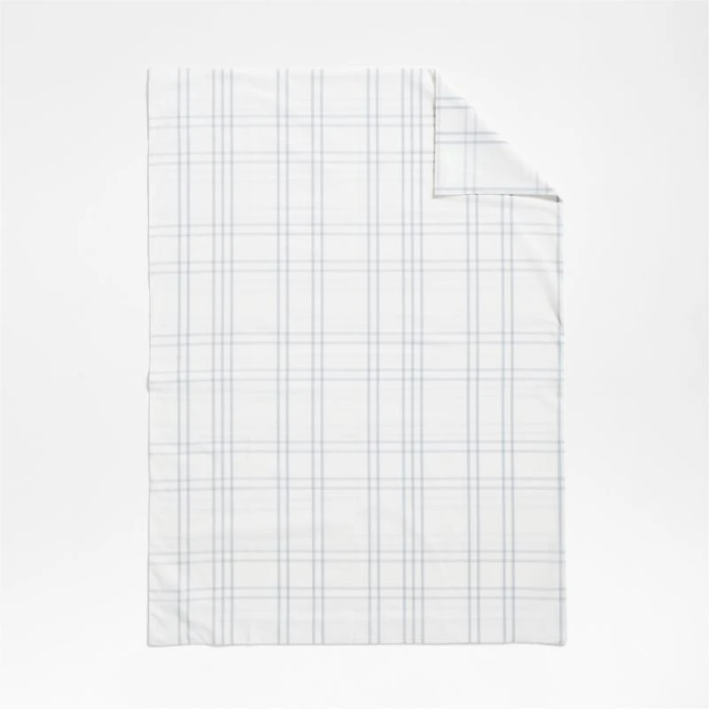 Stax Mist Blue Yarn-Dyed Organic Cotton Toddler Duvet Cover