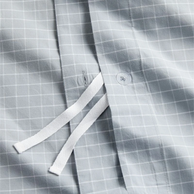 Stax Mini Grid Mist Blue Yarn-Dyed Organic Cotton Toddler Duvet Cover