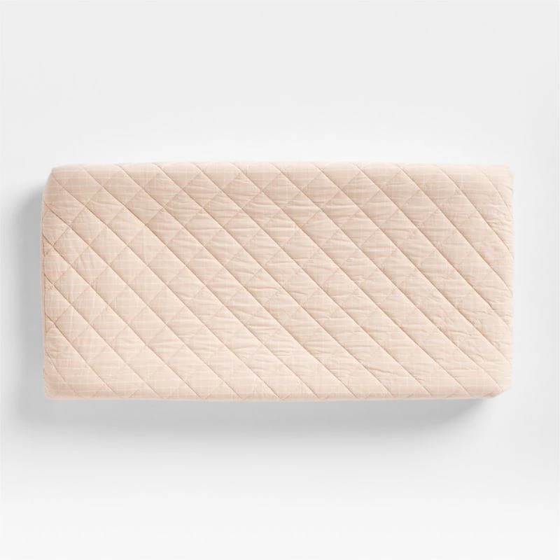 Stax Mini Grid Elegant Pink Yarn-Dyed Organic Cotton Baby Changing Pad Cover