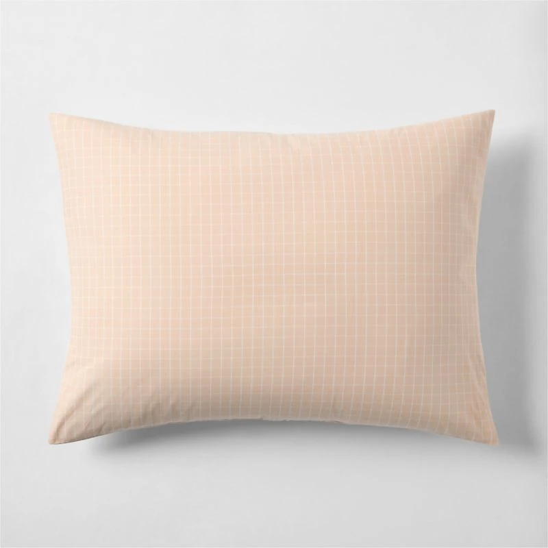 Stax Mini Grid Elegant Pink Yarn-Dyed Organic Cotton Kids Pillow Sham