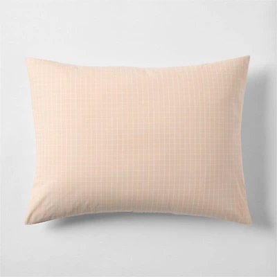 Stax Mini Grid Elegant Pink Yarn-Dyed Organic Cotton Kids Pillow Sham