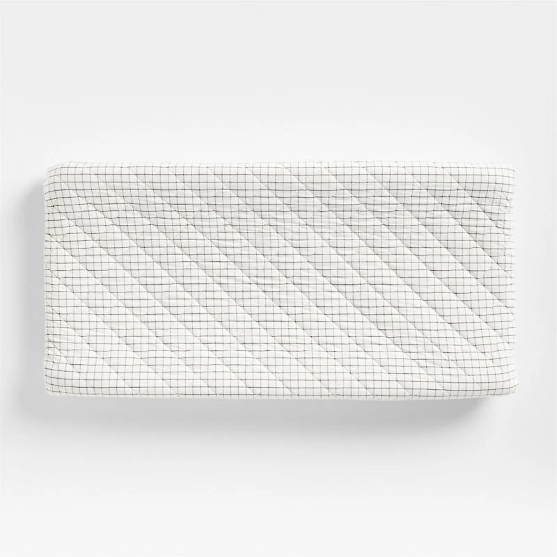 Stax Mini Grid Grey Yarn-Dyed Organic Cotton Baby Changing Pad Cover
