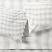 Stax Mini Grid Grey Yarn-Dyed Organic Cotton Kids Twin Sheet Set