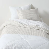 Stax Mini Grid Grey Yarn-Dyed Organic Cotton Kids Twin Duvet Cover