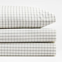 Stax Mini Grid Grey Yarn-Dyed Organic Cotton Toddler Sheet Set