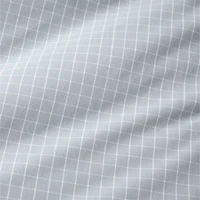 Stax Mini Grid Mist Blue Yarn-Dyed Organic Cotton Kids Twin Duvet Cover