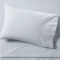 Stax Mini Grid Mist Blue Yarn-Dyed Organic Cotton Kids Twin Sheet Set