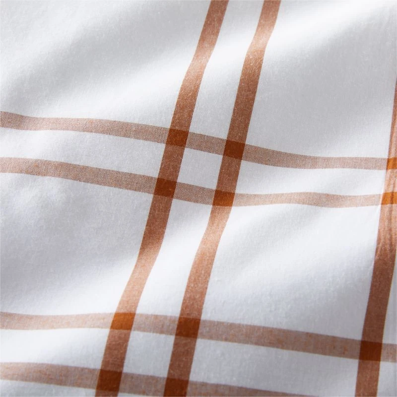 Stax Almond Brown Yarn-Dyed Organic Cotton Kids Twin Duvet Cover