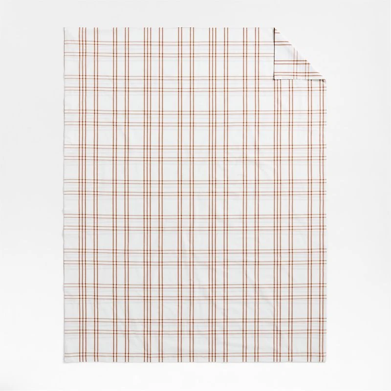 Stax Almond Brown Yarn-Dyed Organic Cotton Kids Twin Duvet Cover