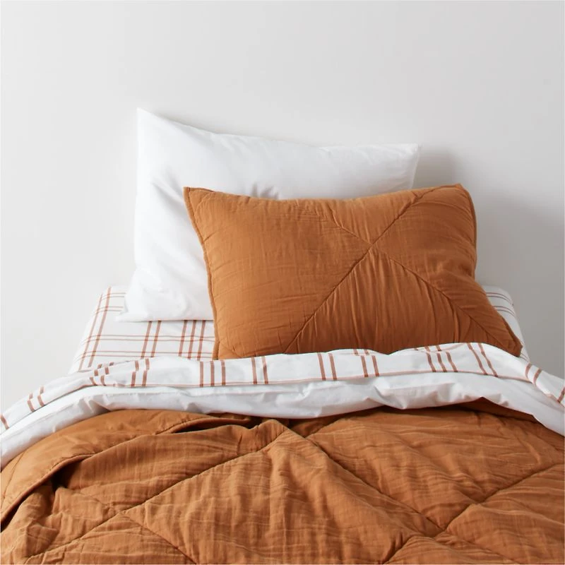 Stax Almond Brown Yarn-Dyed Organic Cotton Kids Twin Sheet Set
