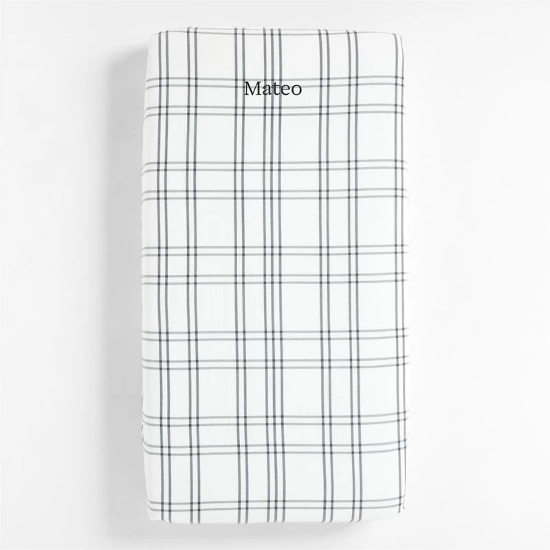 Stax Grey Yarn-Dyed Organic Cotton Baby Crib Fitted Sheet