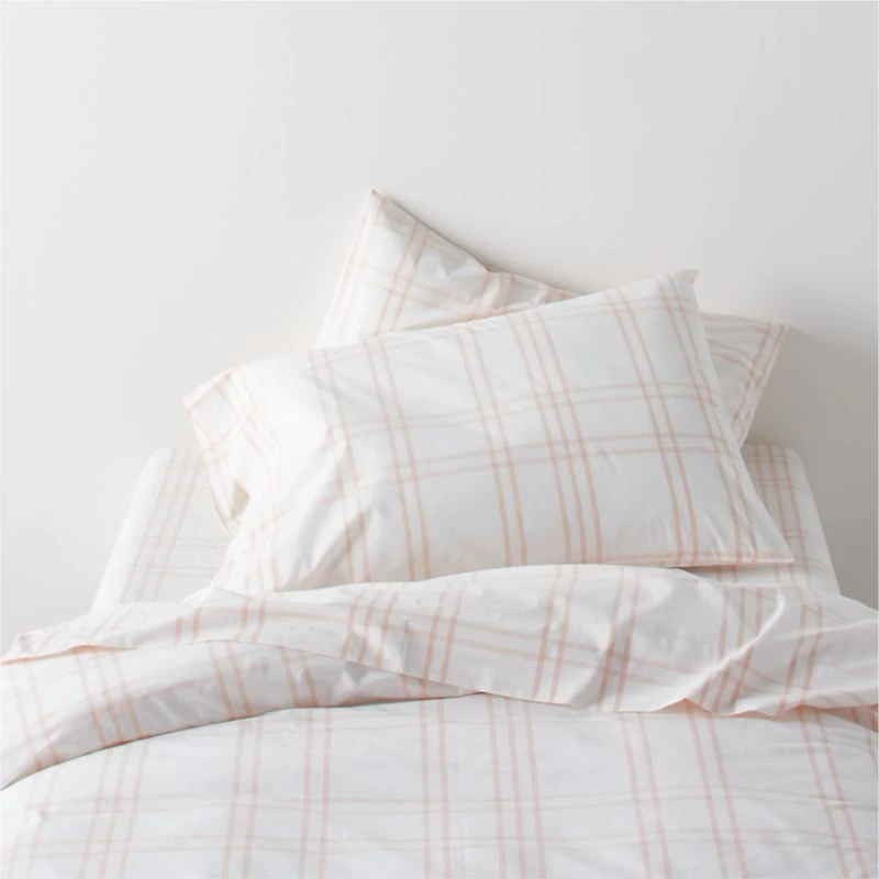 Stax Elegant Pink Yarn-Dyed Organic Cotton Kids Twin Duvet Cover