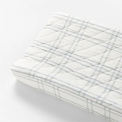 Stax Mist Blue Yarn-Dyed Organic Cotton Baby Changing Pad Cover