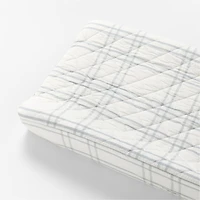 Stax Mist Blue Yarn-Dyed Organic Cotton Baby Changing Pad Cover