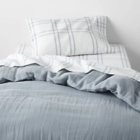 Stax Mist Blue Yarn-Dyed Organic Cotton Toddler Sheet Set