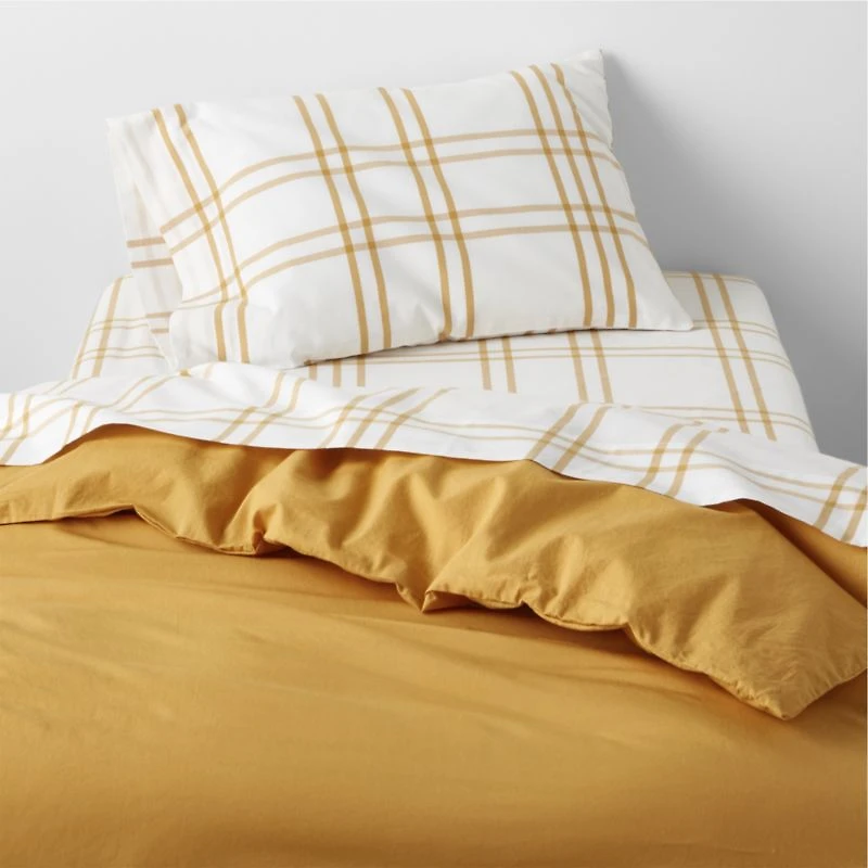 Stax Savannah Yellow Yarn-Dyed Organic Cotton Toddler Sheet Set