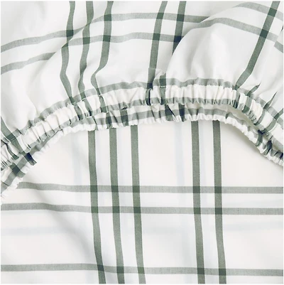 Stax Pine Green Yarn-Dyed Organic Cotton Baby Crib Fitted Sheet