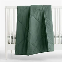 Stax Pine Green Yarn-Dyed Organic Cotton Baby Crib Fitted Sheet