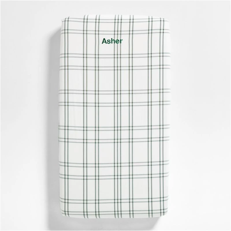 Stax Pine Green Yarn-Dyed Organic Cotton Baby Crib Fitted Sheet