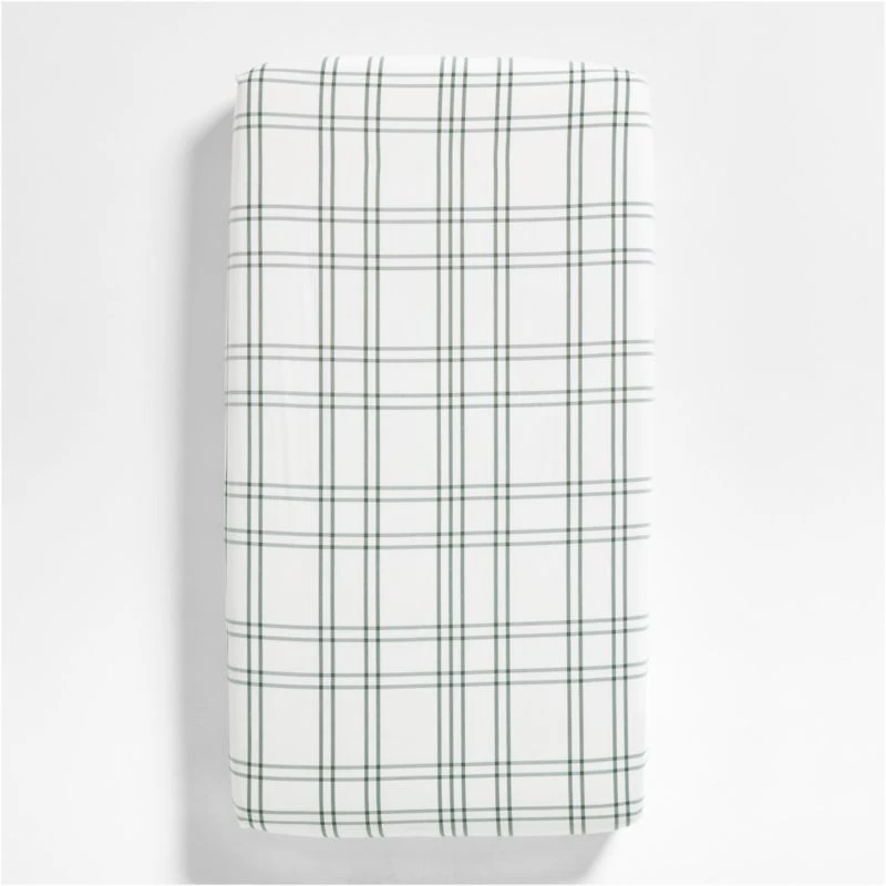 Stax Pine Green Yarn-Dyed Organic Cotton Baby Crib Fitted Sheet