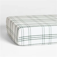 Stax Pine Green Yarn-Dyed Organic Cotton Baby Crib Fitted Sheet