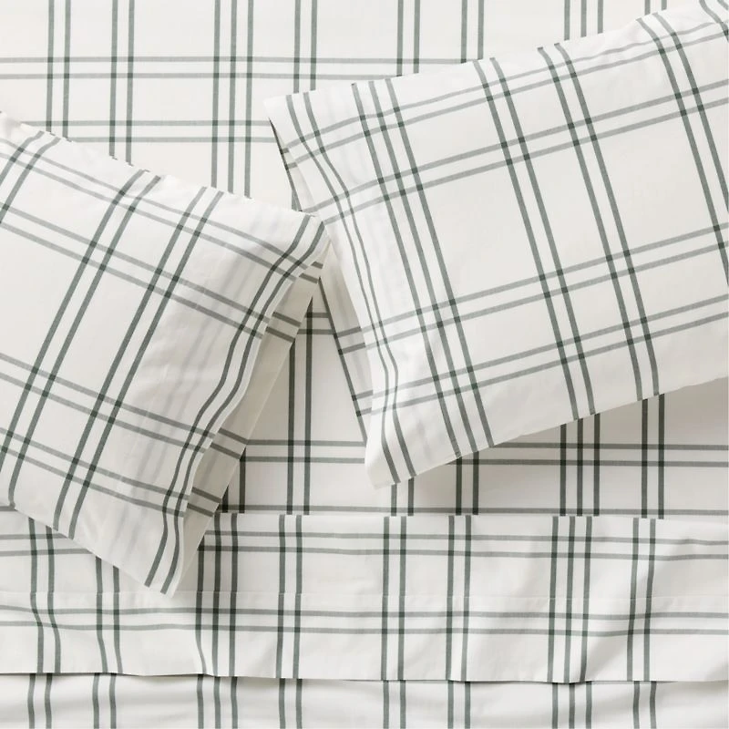 Stax Pine Green Organic Yarn-Dyed Organic Cotton Kids Queen Sheet Set