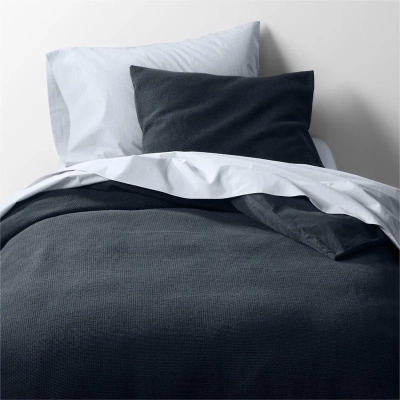 Scoop Waffle Organic Cotton Deep Indigo Standard Bed Pillow Sham
