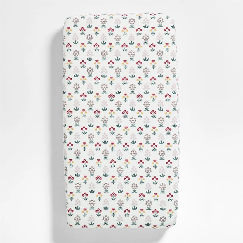 Stay Cool Nordic Bloom Organic Cotton Baby Crib Fitted Sheet