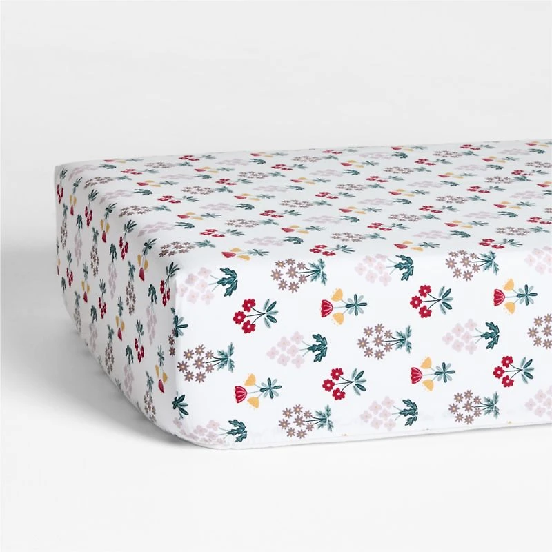 Stay Cool Nordic Bloom Organic Cotton Baby Crib Fitted Sheet