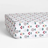 Stay Cool Nordic Bloom Organic Cotton Baby Crib Fitted Sheet
