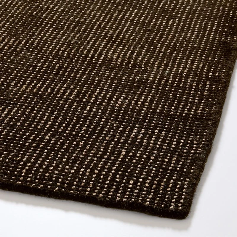 Stockholm Wool/Jute Blend Handwoven Black and Natural Rug Swatch 12"x18"