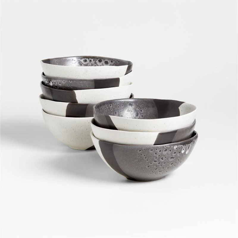 Stella Black Cereal Bowls, Set of 8