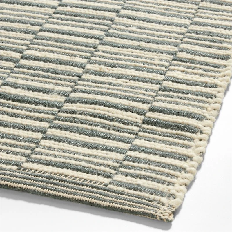 Stepped Flatweave Wool Dark Blue Kids Area Rug 5x8