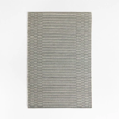 Stepped Flatweave Wool Dark Blue Kids Area Rug 5x8