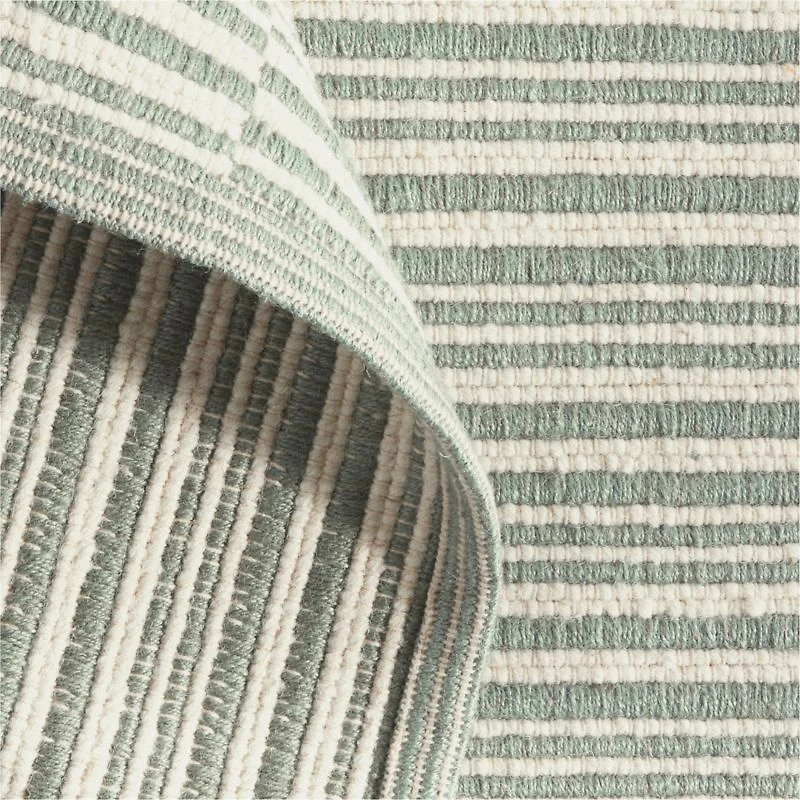 Stepped Flatweave Wool Light Green Kids Area Rug 5x8