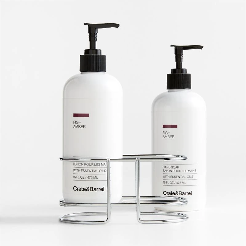 Fig + Amber Hand Soap and Lotion Set with Stainless Steel Caddy