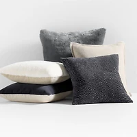 Sashiko Organic Cotton Velvet 20"x20" Storm Grey Throw Pillow Cover
