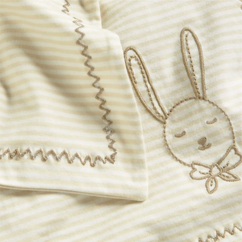 Natural Stripe Organic Cotton Heathered Jersey Baby Stroller Blanket